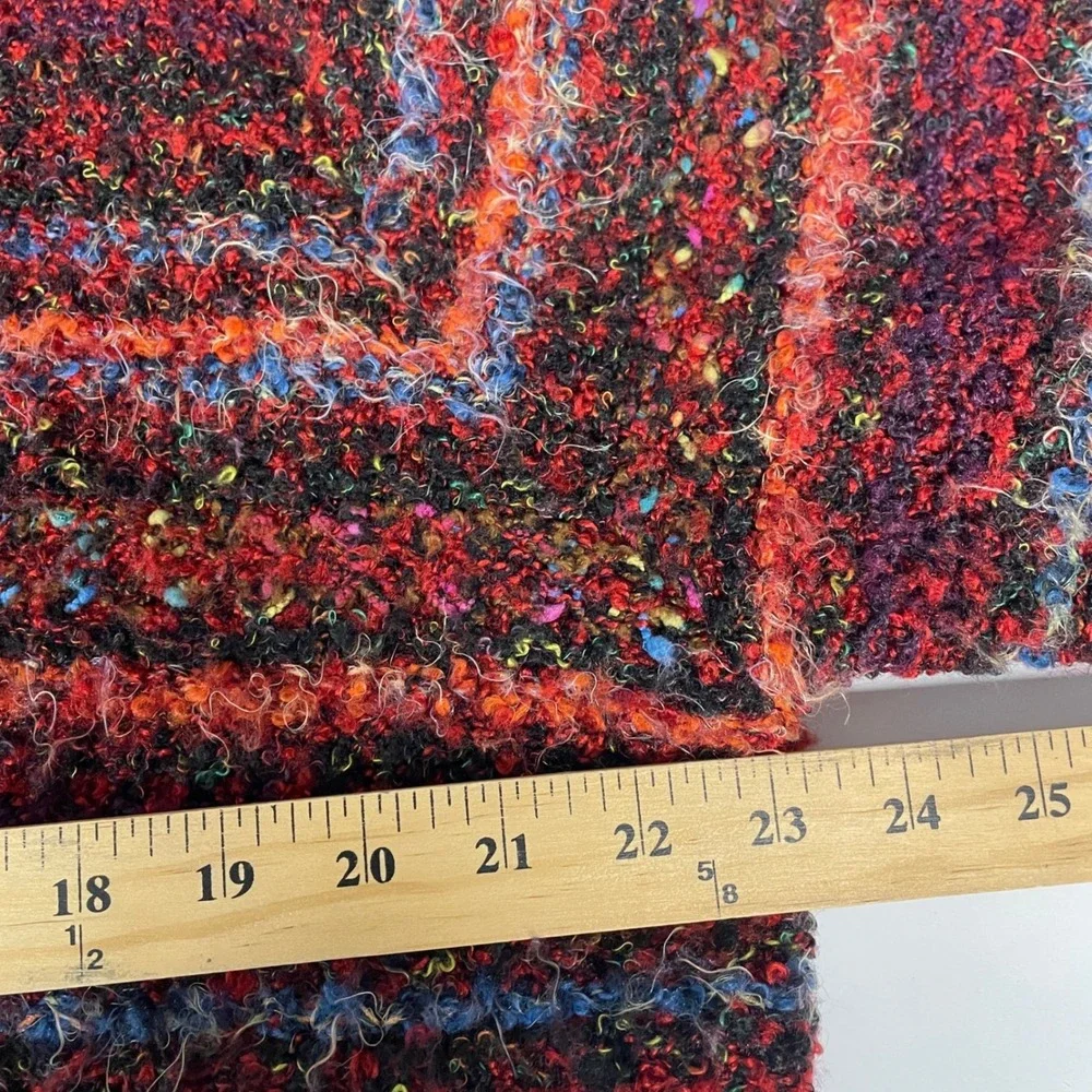Coldwater Creek Cardigan 3X Red Multicolored Eyelash Knit Grannycore Boho Fuzzy